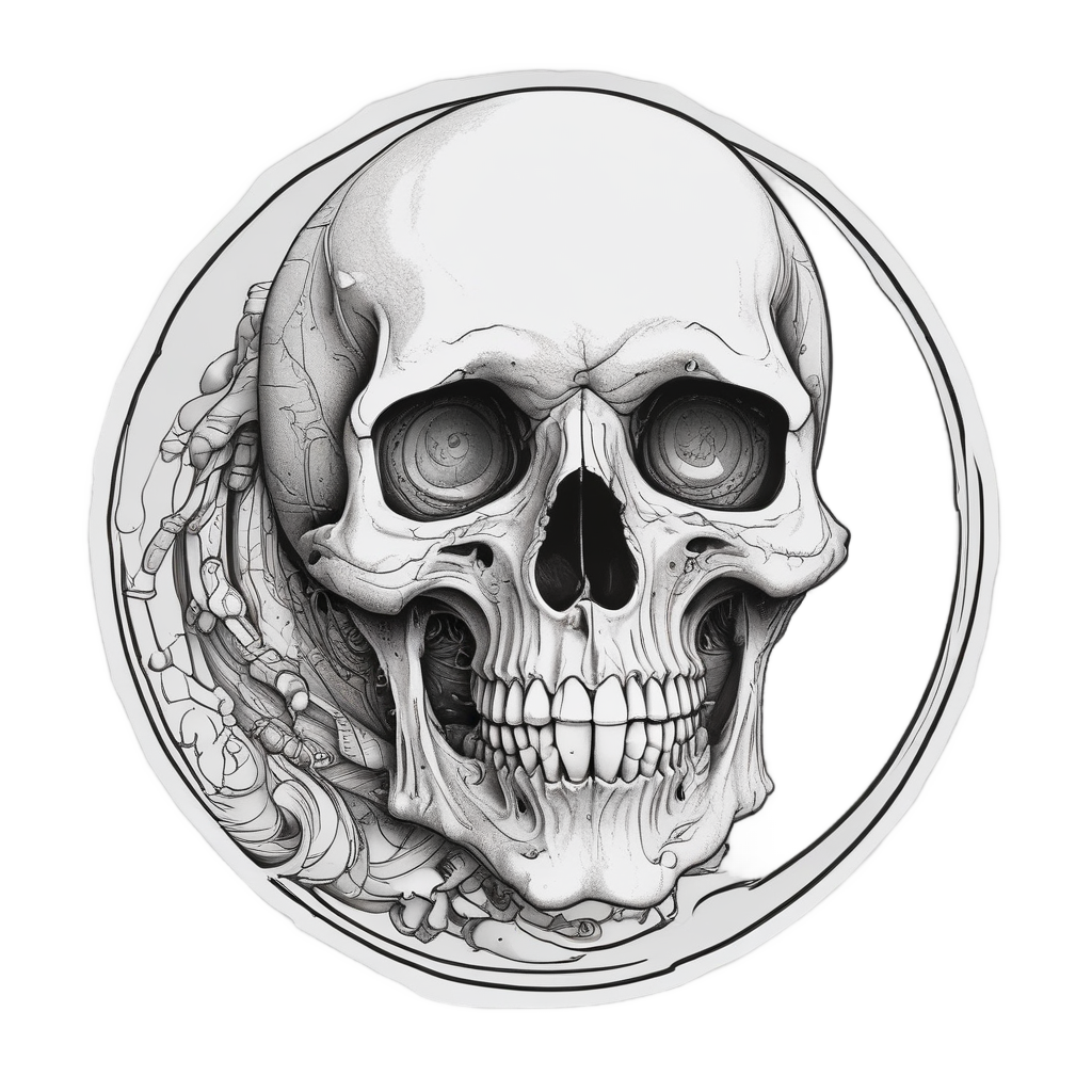 Crescent Crescent Skull — minimal skull stickers