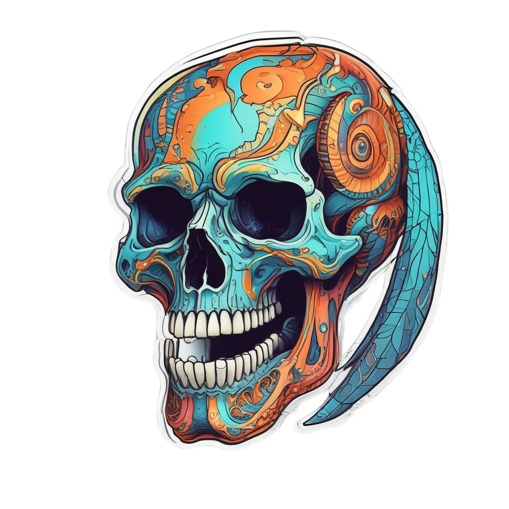 Crescent Jaw Snake Skull — abstract & patterns stickers