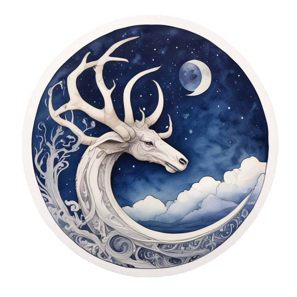 Crescent Moon Antler Crest — moon stickers