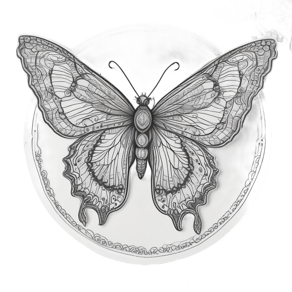Crescent Moon Butterfly — fine-line flash stickers