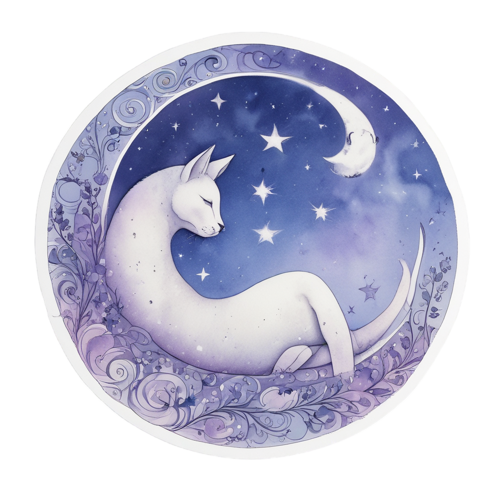 Crescent Moon Dreamer — fine-line flash stickers