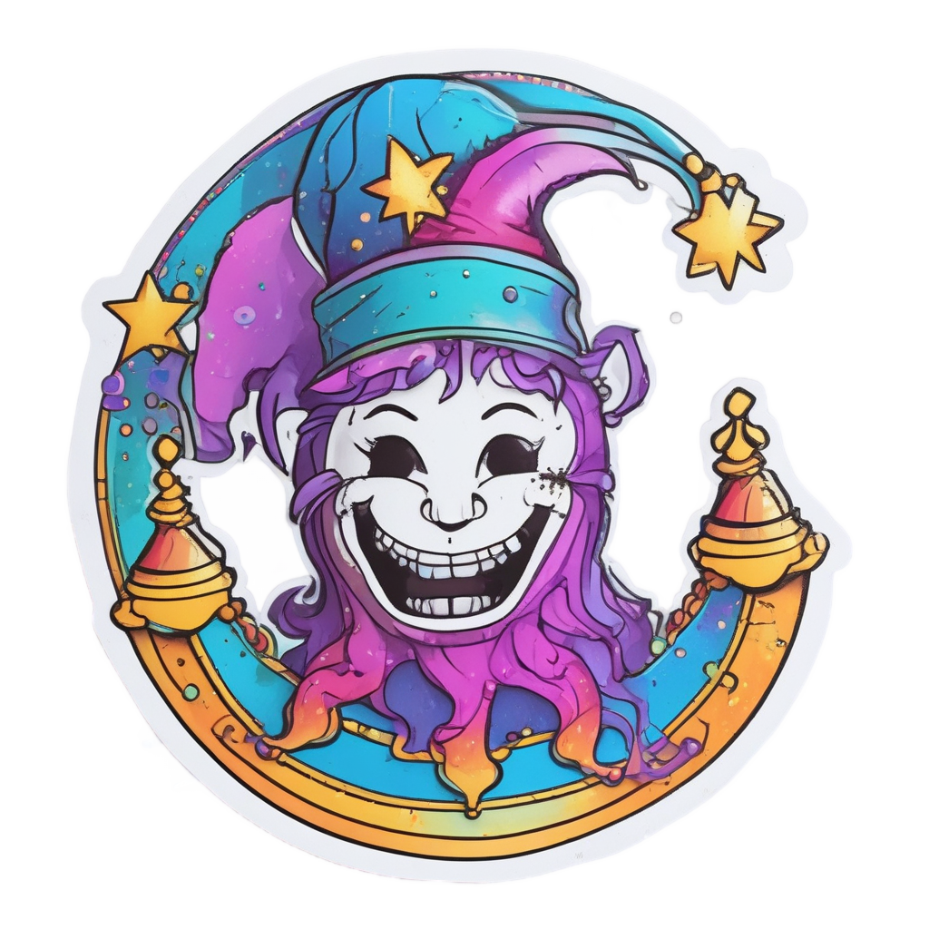 Crescent Moon Jester — celestial nursery stickers
