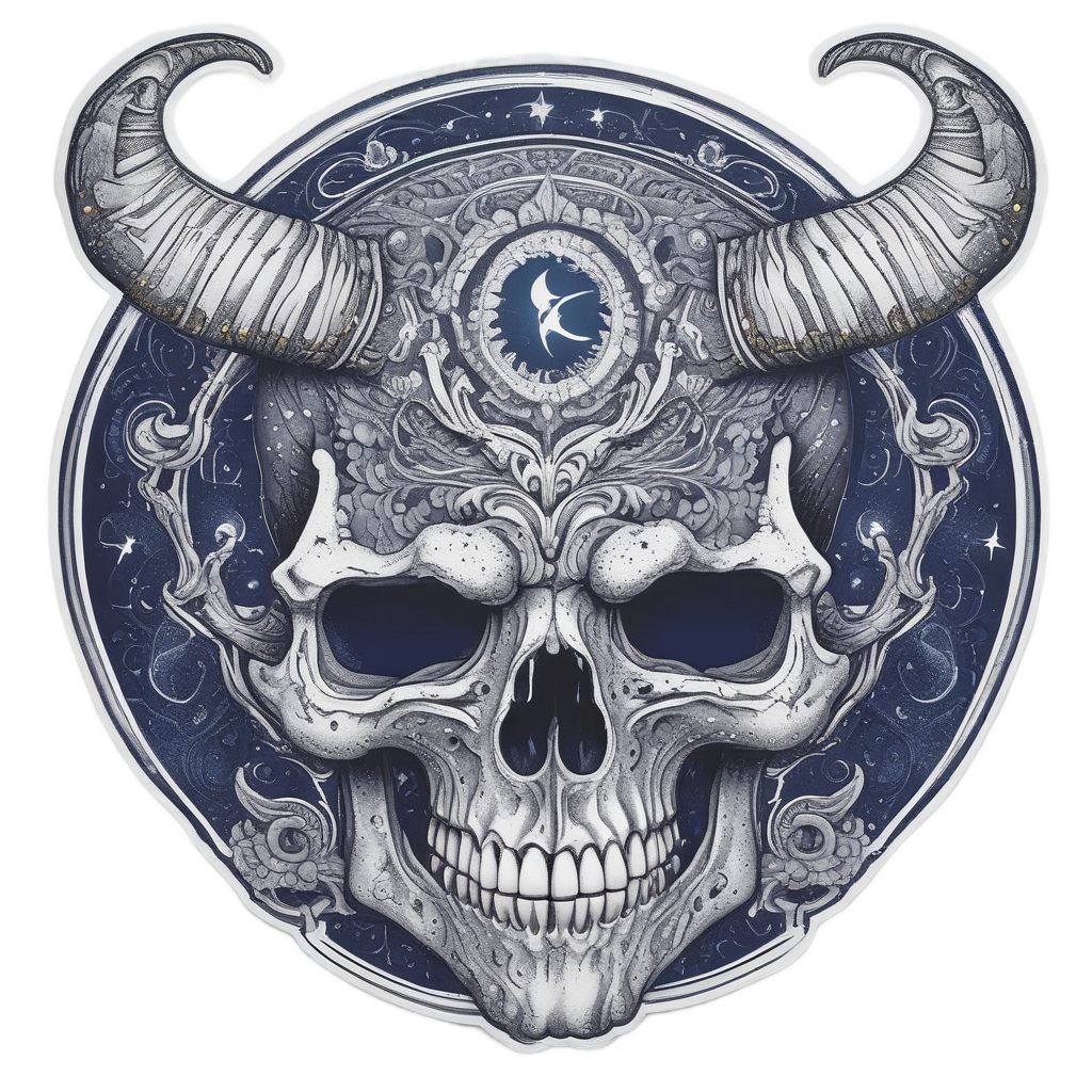 Crescent Moon Skull — witchy & occult stickers