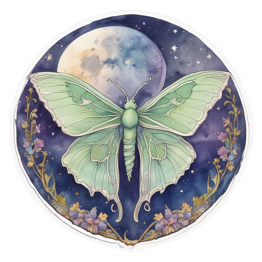 Crescent Moon Slumber — moths & ravens stickers
