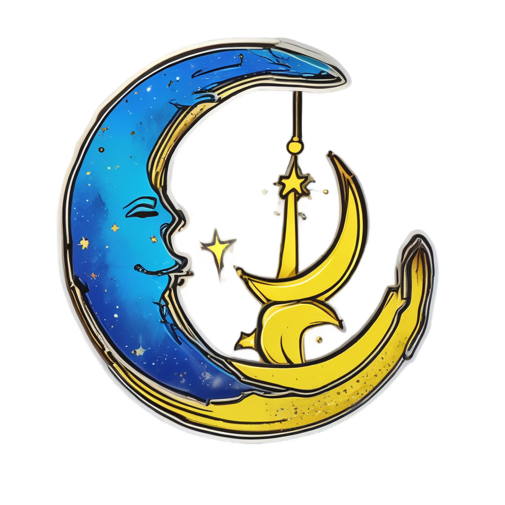 Crescent Moon Swing — celestial nursery stickers