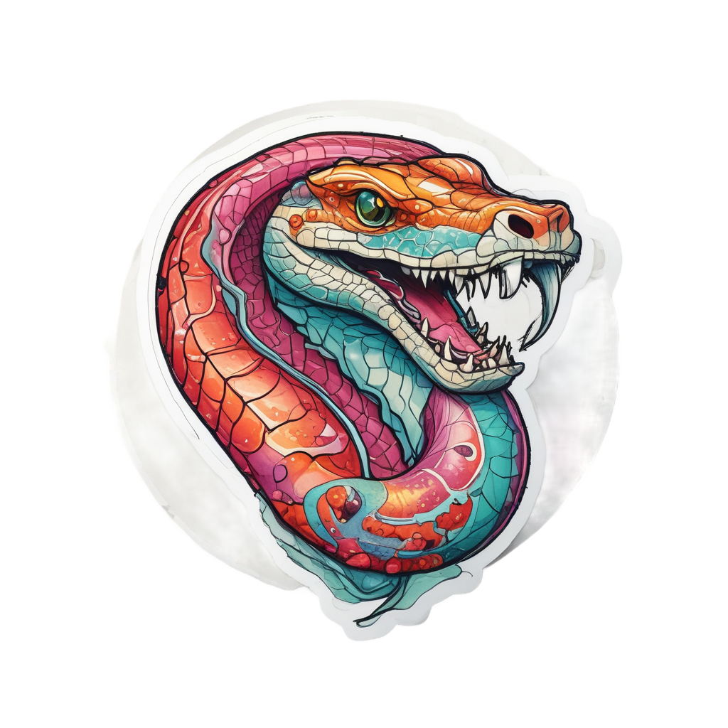 Crimson Coral Coil — snake, dagger & rose stickers