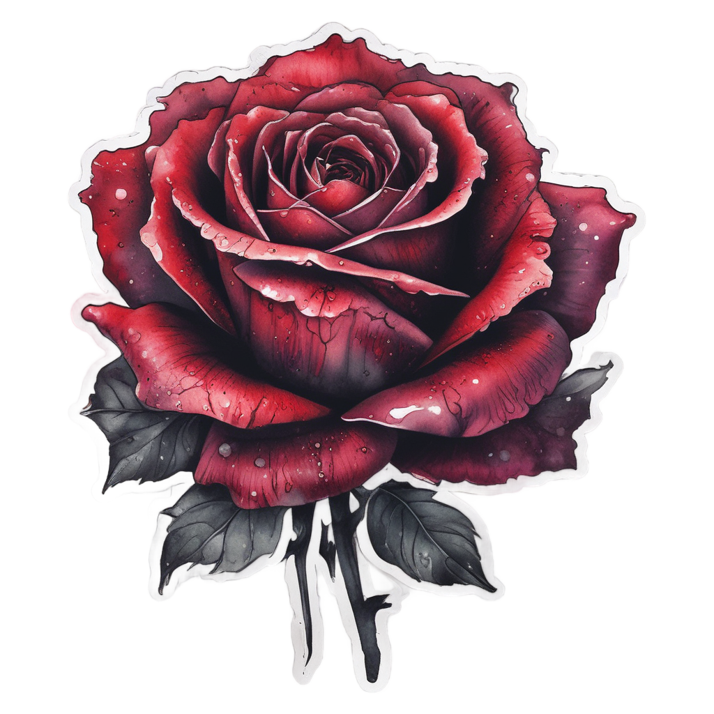 Crimson Droplets — gothic botanical stickers