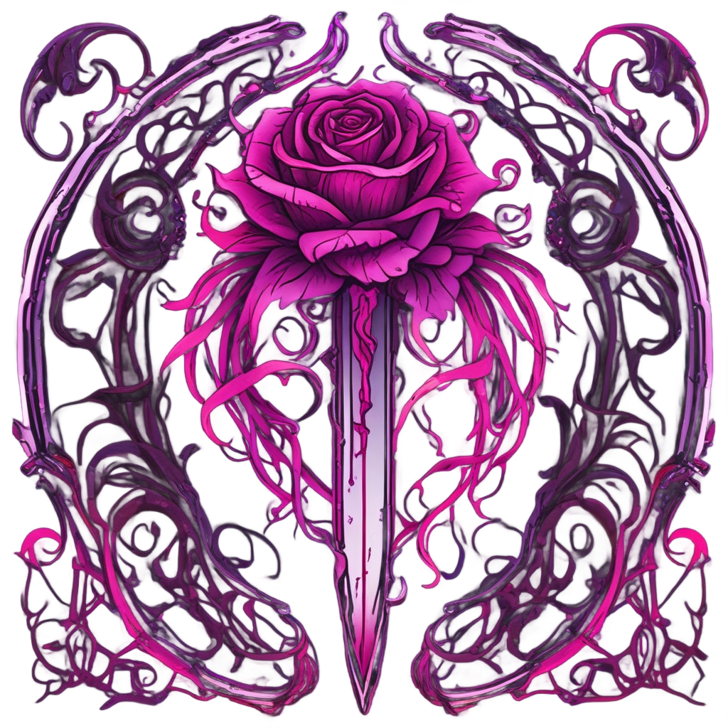 Crimson Dusk Embrace — snake, dagger & rose stickers