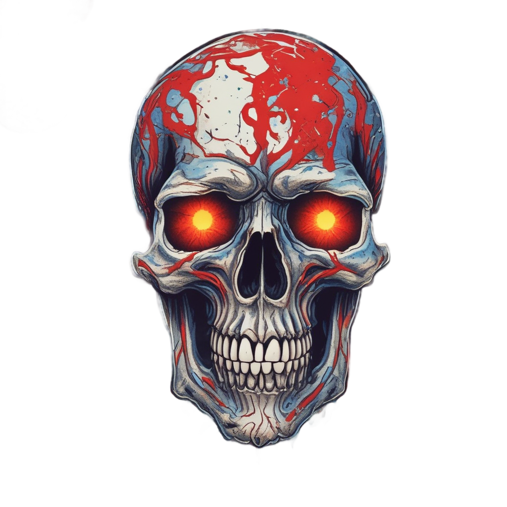 Crimson Ember Sorrow — flaming skull stickers