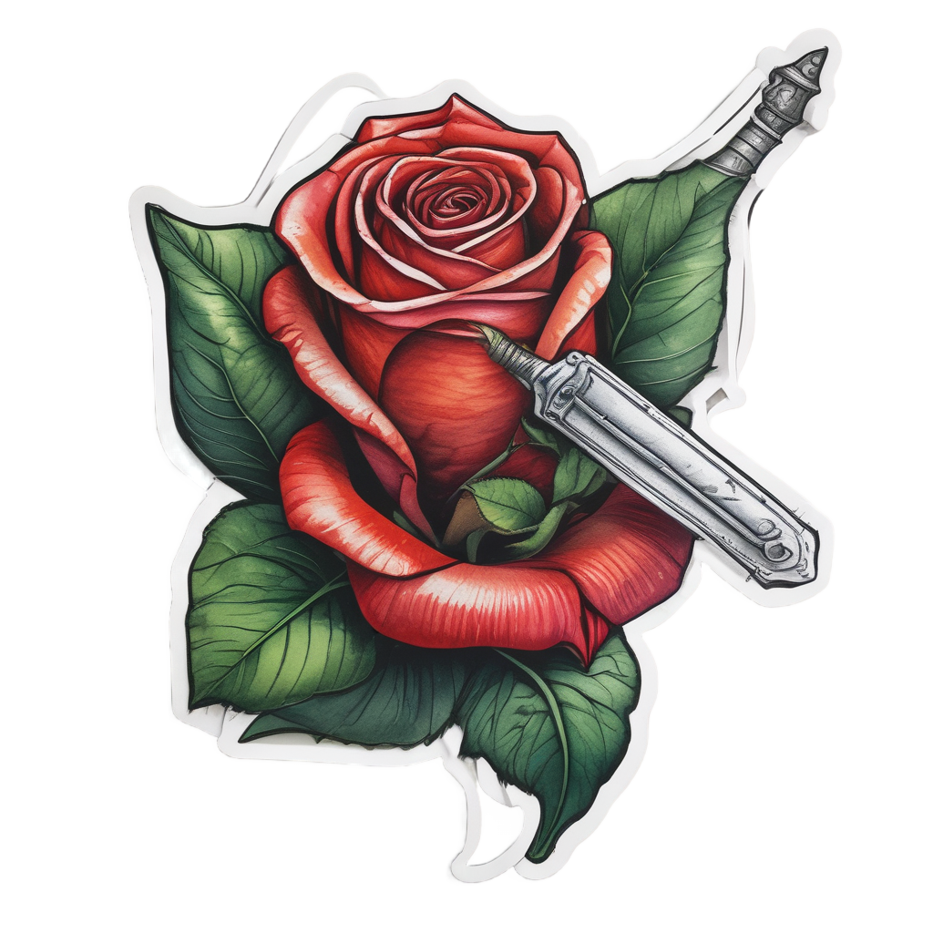 Crimson Embrace Dagger — snake, dagger & rose stickers