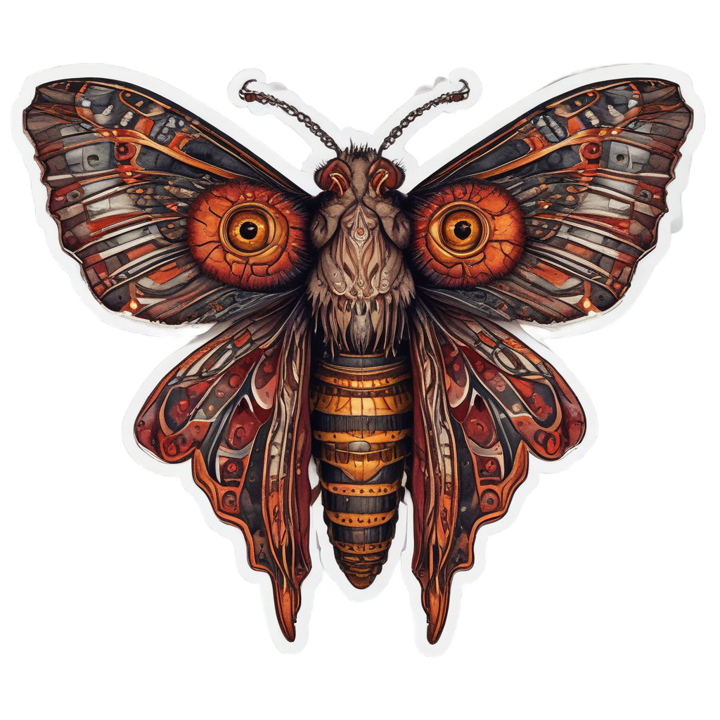 Crimson Eye of Dusk — moths & ravens stickers