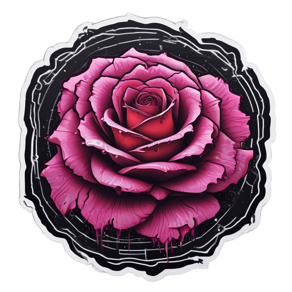 Crimson Glow Bloom — gothic botanical stickers