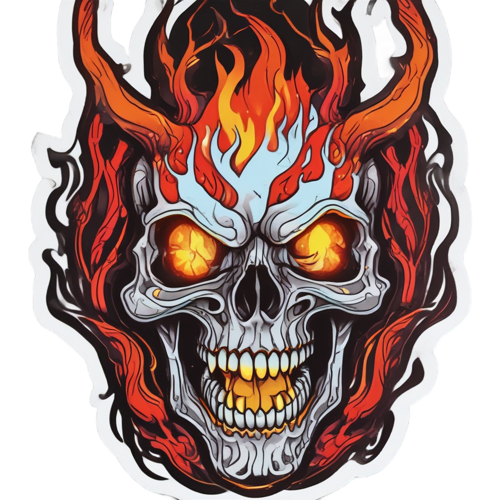 Crimson Howling Blaze Skull — flaming skull stickers
