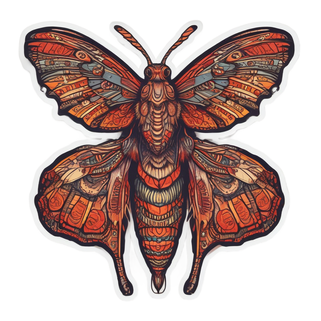 Crimson Moth Perched — moths & ravens stickers