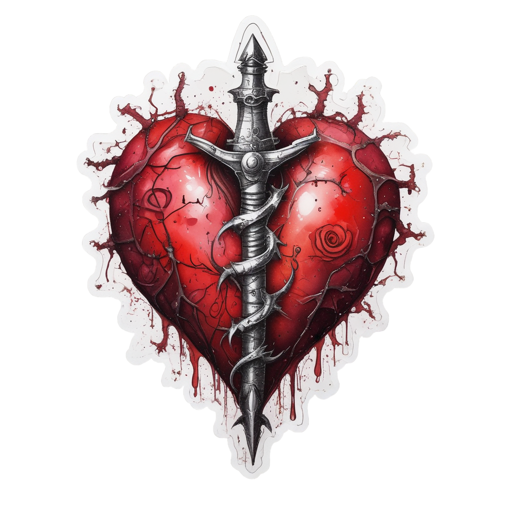 Crimson Thorn Heartbeat — snake, dagger & rose stickers