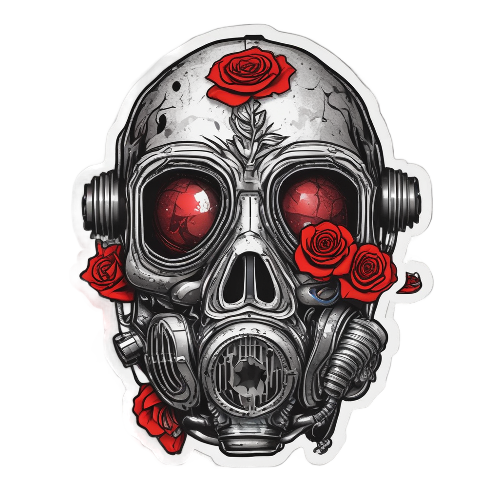 Crimson Veil Gas Mask — danger symbol stickers