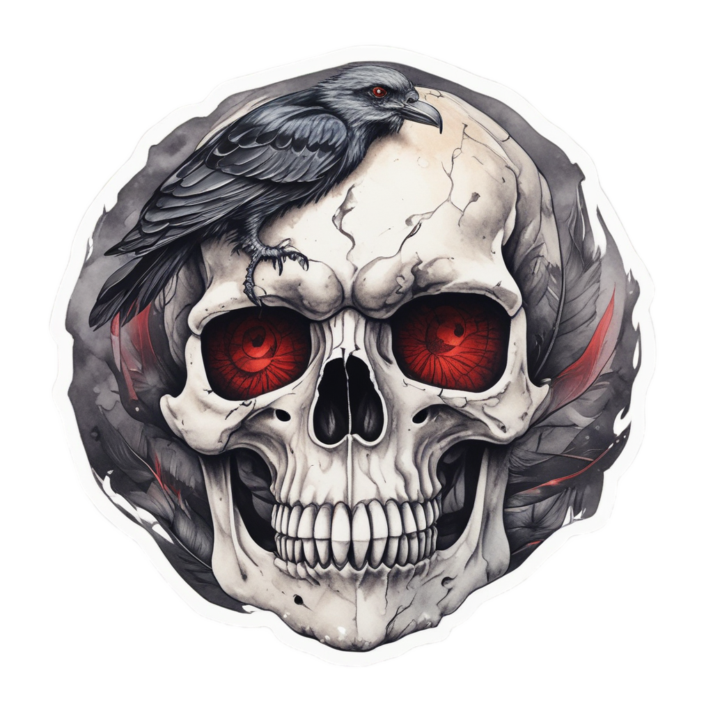 Crimson War Raven — war-paint skull stickers