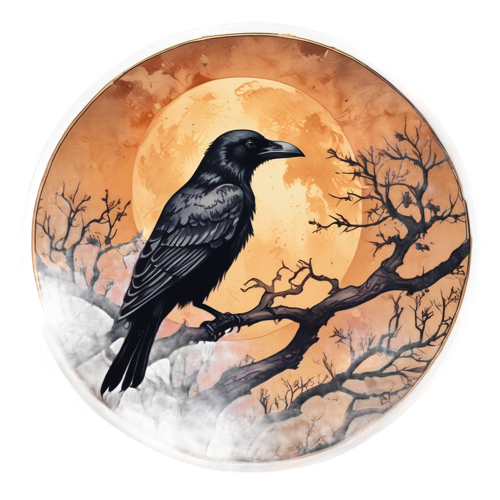 Crow and Harvest Moon — moths & ravens stickers