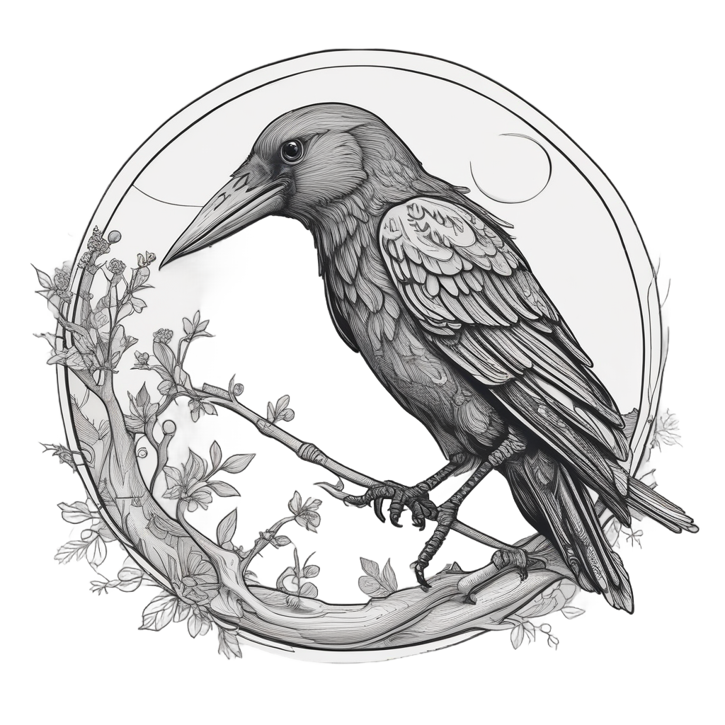 Crow and Moon Face-to-Face — moths & ravens stickers