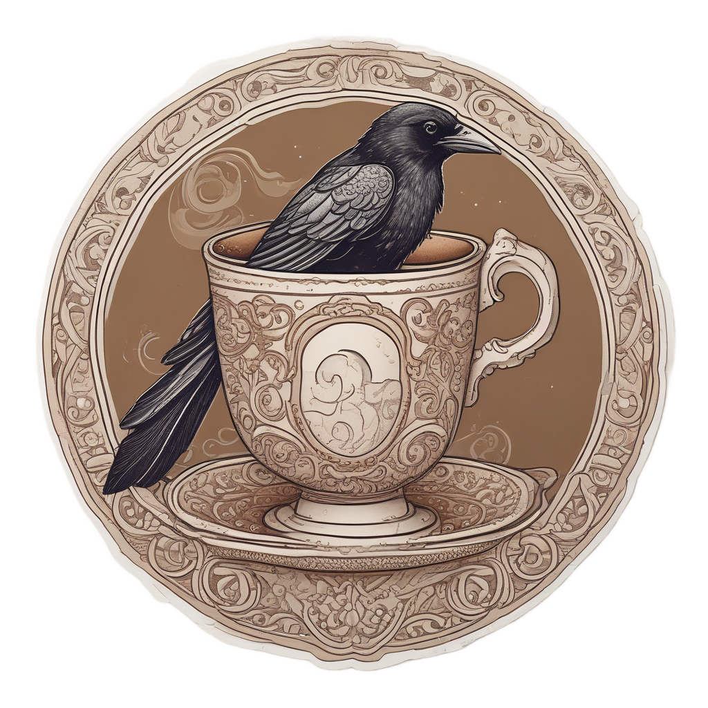 Crow and Moon Tea — moths & ravens stickers