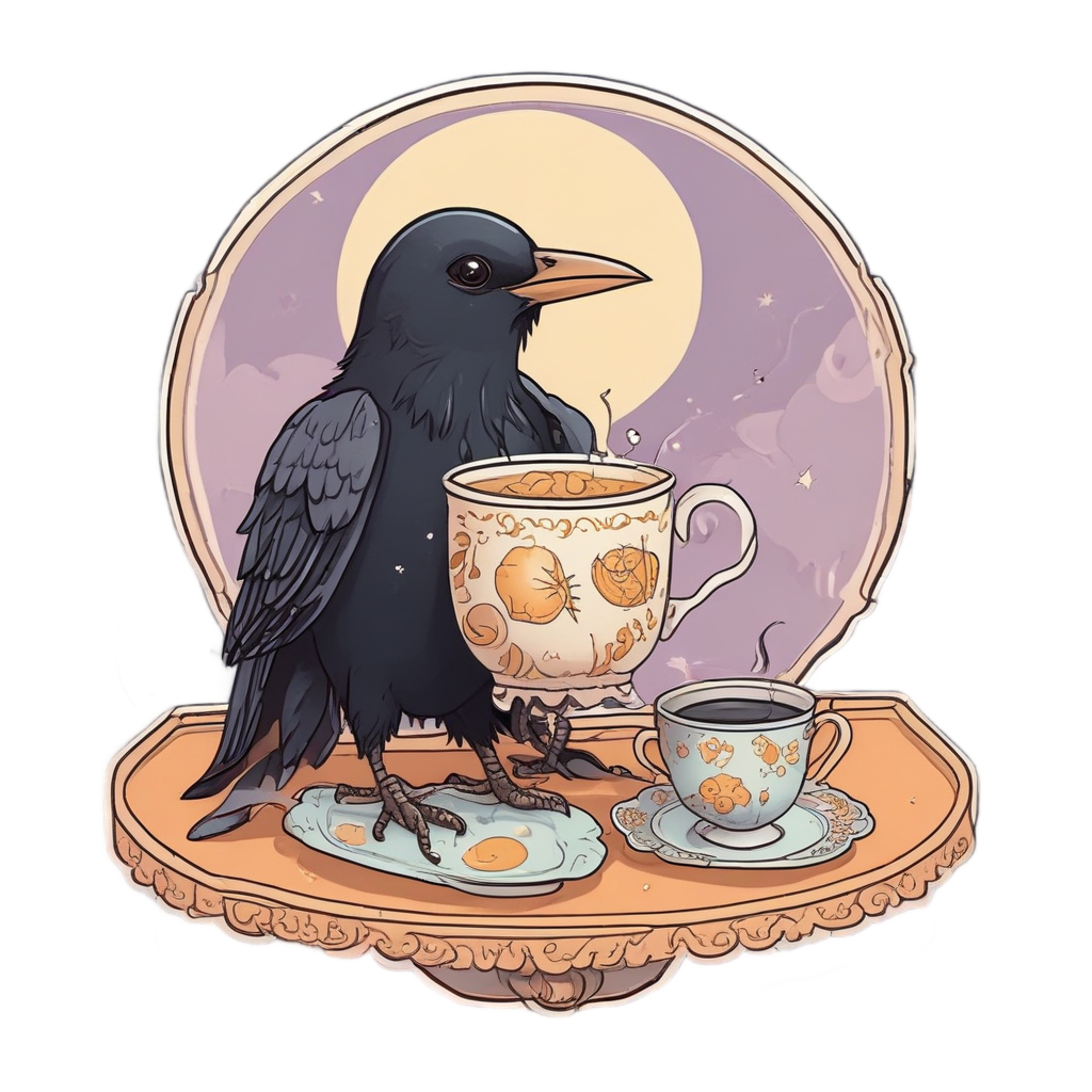 Crow and Moon Tea Party — moths & ravens stickers