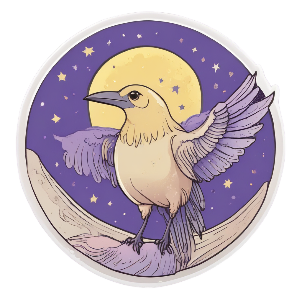 Crow Balancing on Moon — moths & ravens stickers