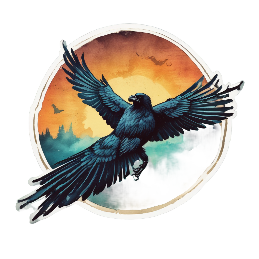 Crow Carrying a Moon Lantern — moths & ravens stickers