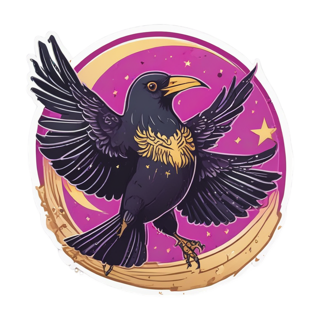 Crow Dancing with Moon — moths & ravens stickers