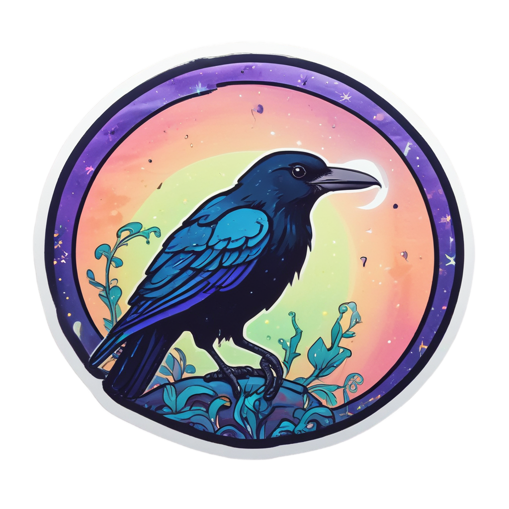Crow Drinking Moon Dew — moths & ravens stickers