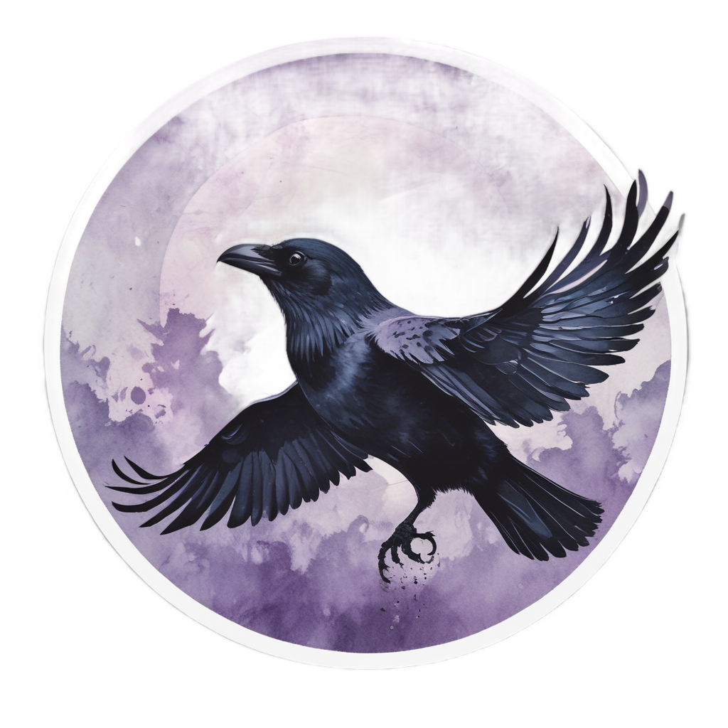 Crow Flying Past Moon — moths & ravens stickers