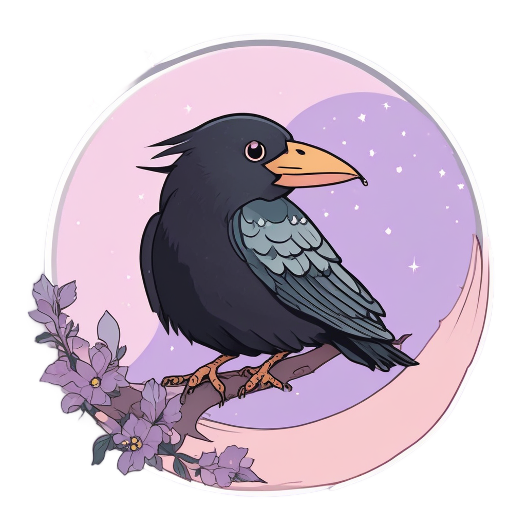 Crow Hiding Behind Moon — moths & ravens stickers