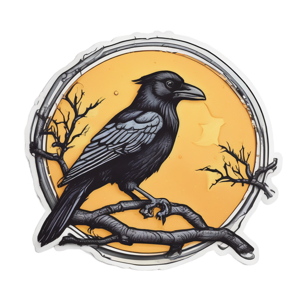 Crow Holding Neon Star — moths & ravens stickers