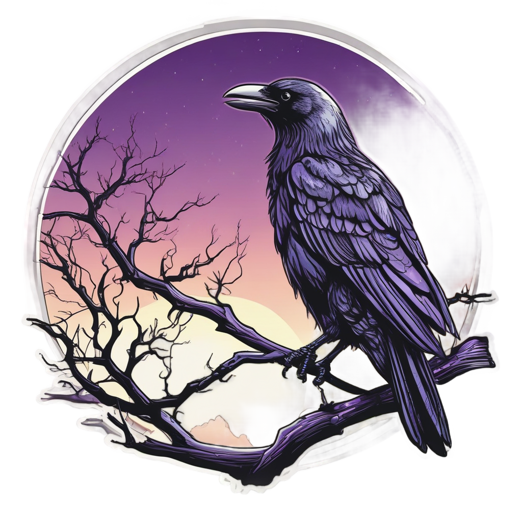 Crow Howling at Full Moon — moths & ravens stickers