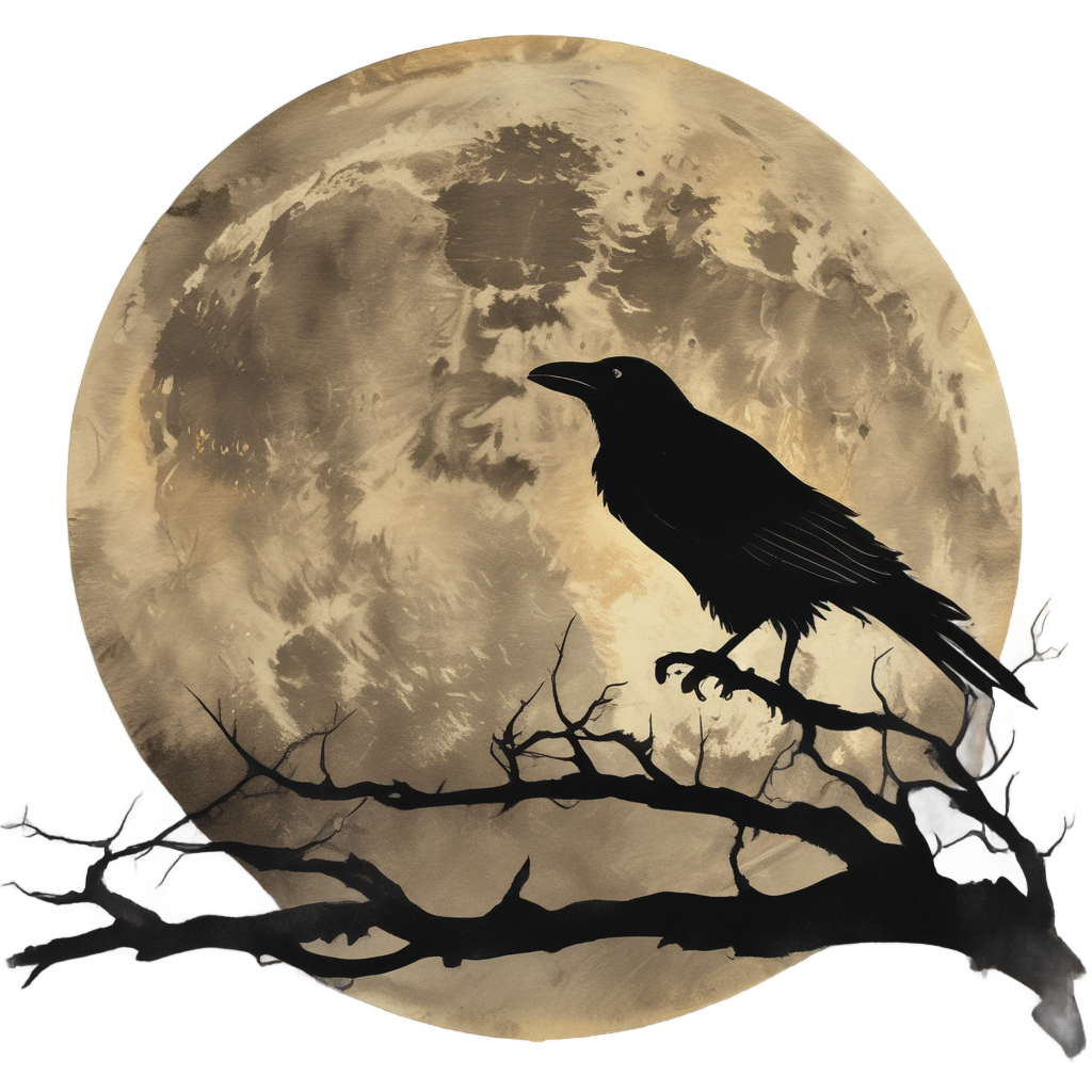 Crow Howling at Full Moon — moths & ravens stickers