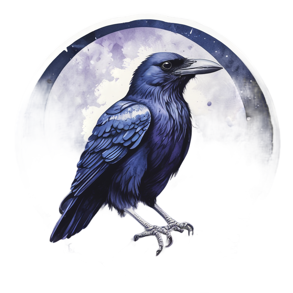 Crow Howling at Moon — moths & ravens stickers