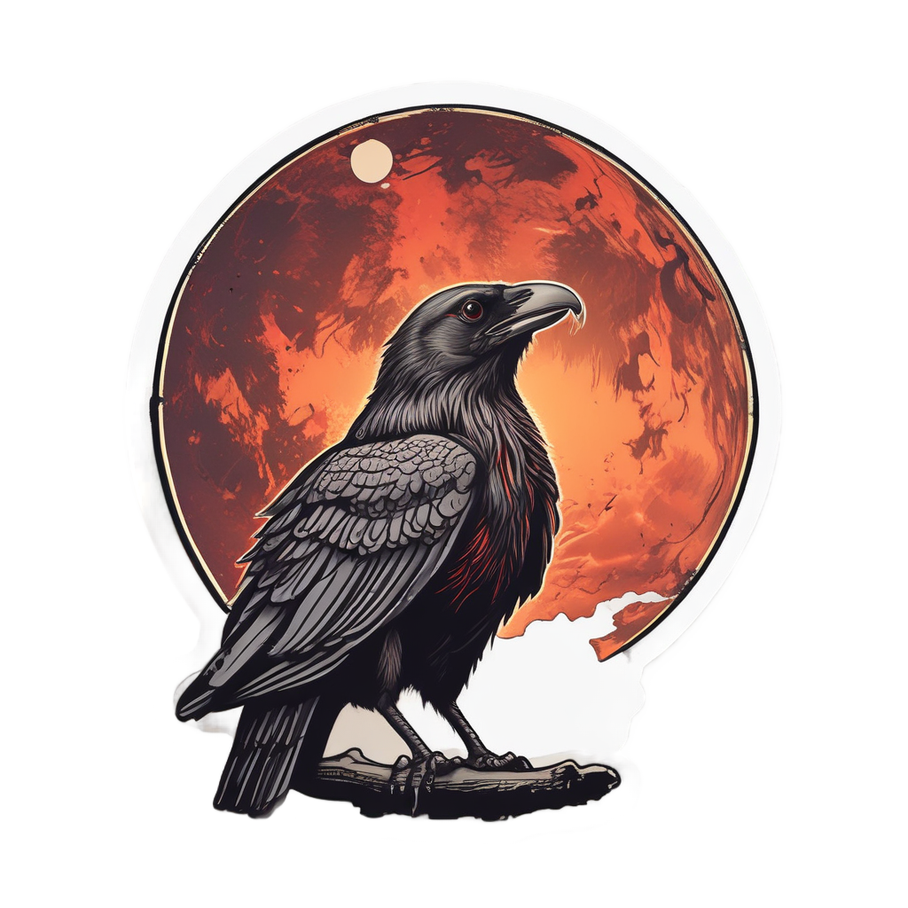 Crow Howling at Neon Moon — moths & ravens stickers