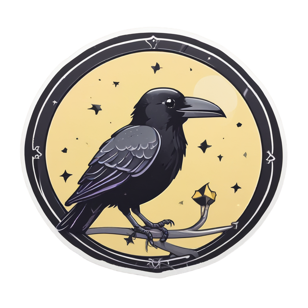 Crow Hugging a Moon Balloon — moths & ravens stickers