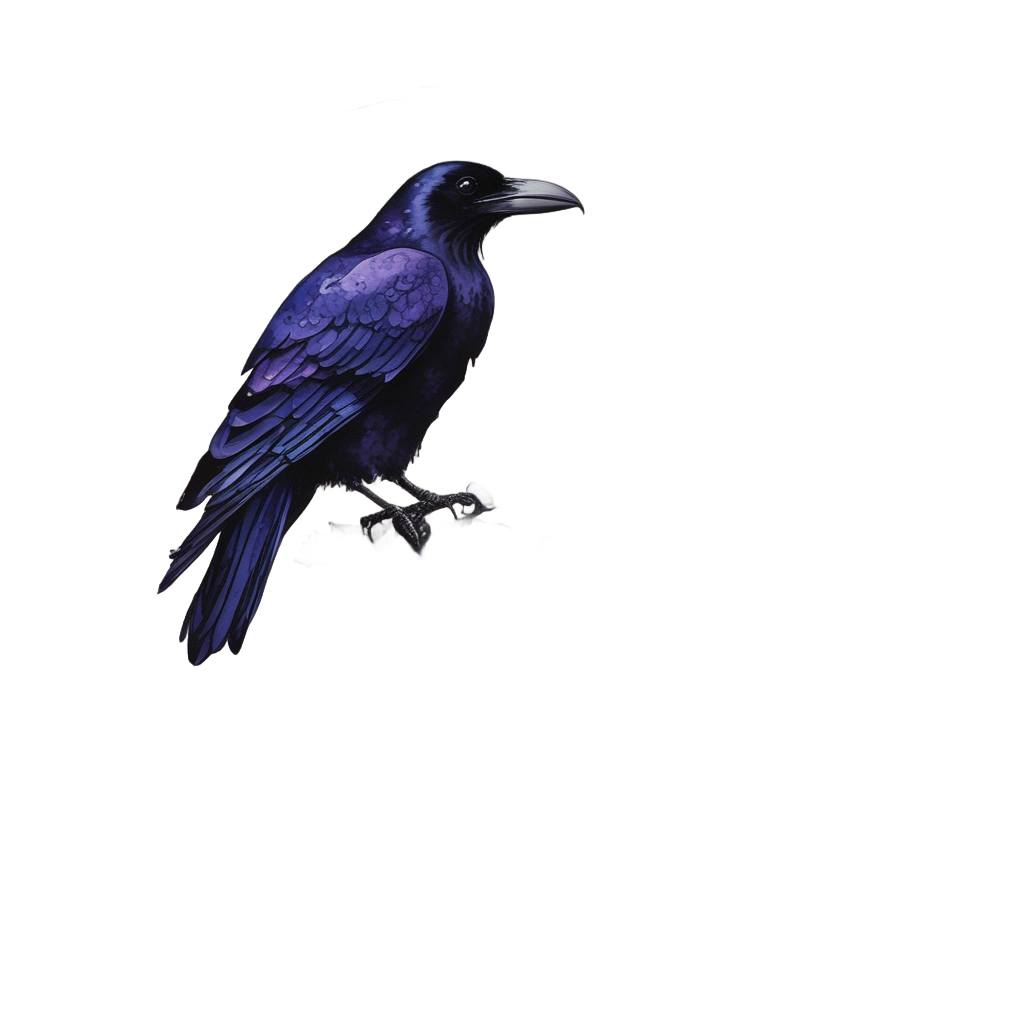 Crow in Moonlit Pansies — gothic botanical stickers