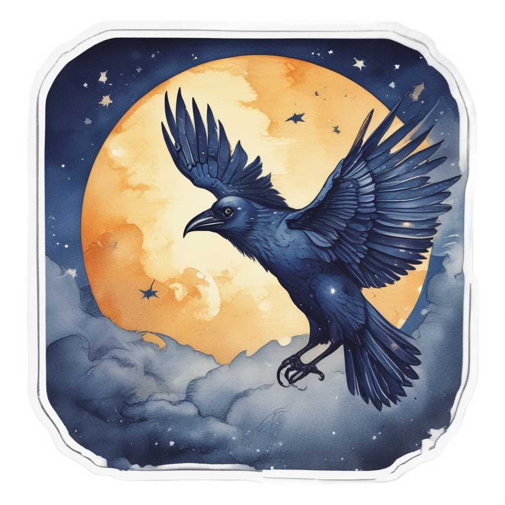 Crow Lantern Moon Flight — moths & ravens stickers