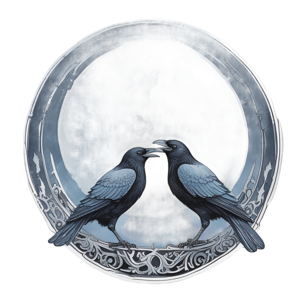 Crow Mirroring Moon — moths & ravens stickers