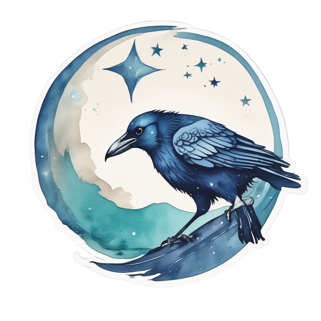 Crow Moon Compass Star — moths & ravens stickers
