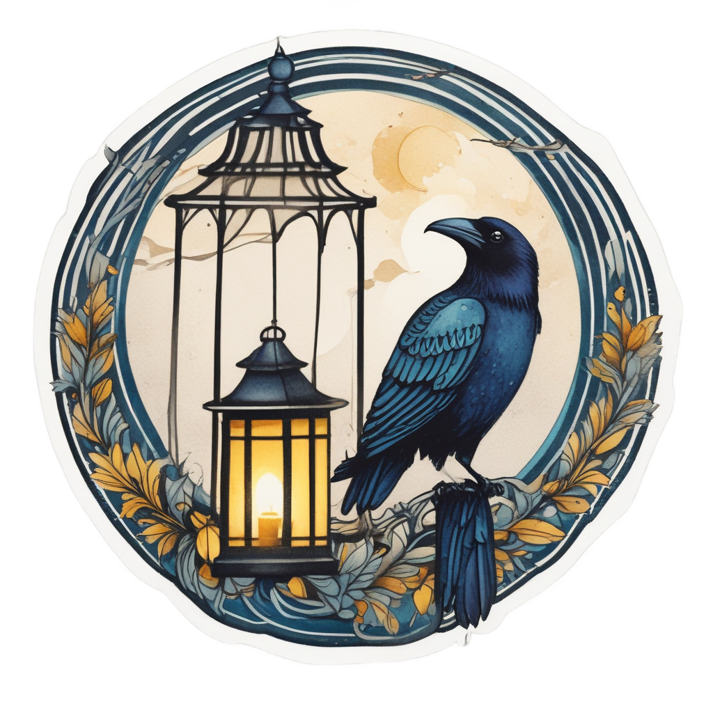 Crow Moon Lantern — moths & ravens stickers