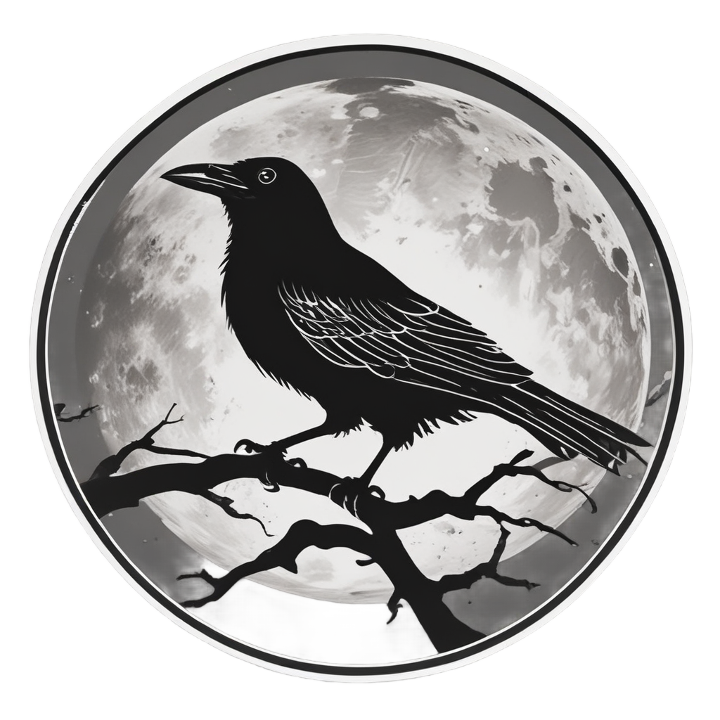 Crow Moon Silhouette — moths & ravens stickers