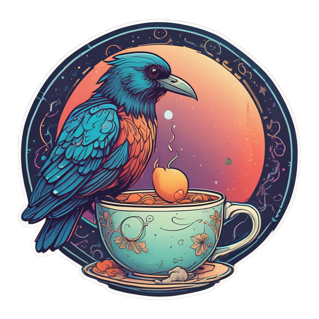 Crow Moon Tea Time — moths & ravens stickers