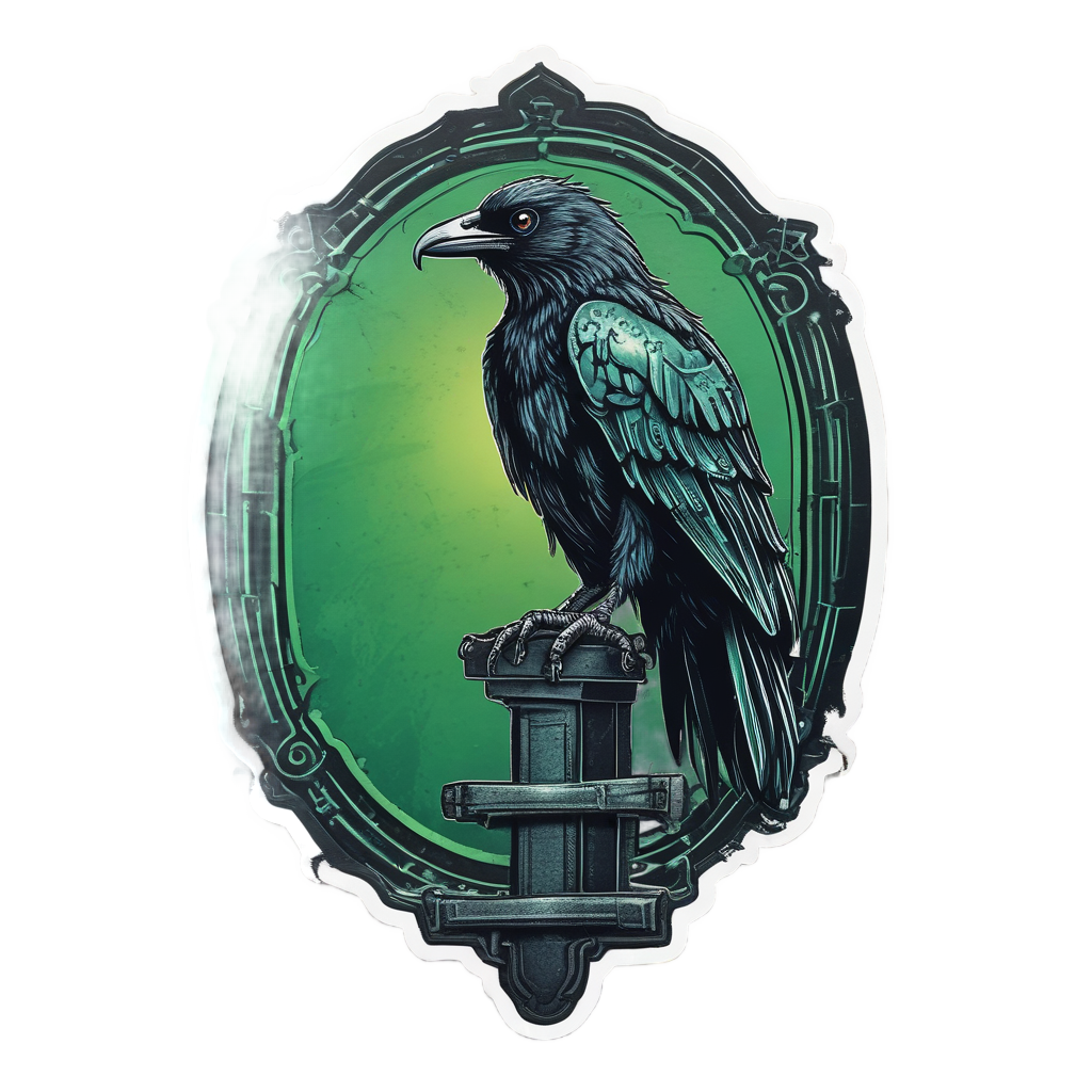 Crow on Biohazard Sign — danger symbol stickers