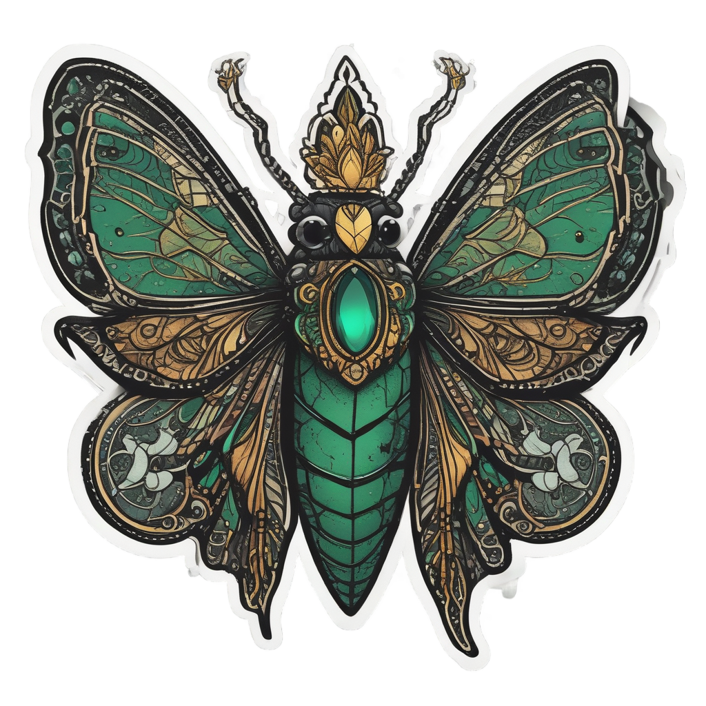 Crown Jewel Moth — blackwork flash stickers