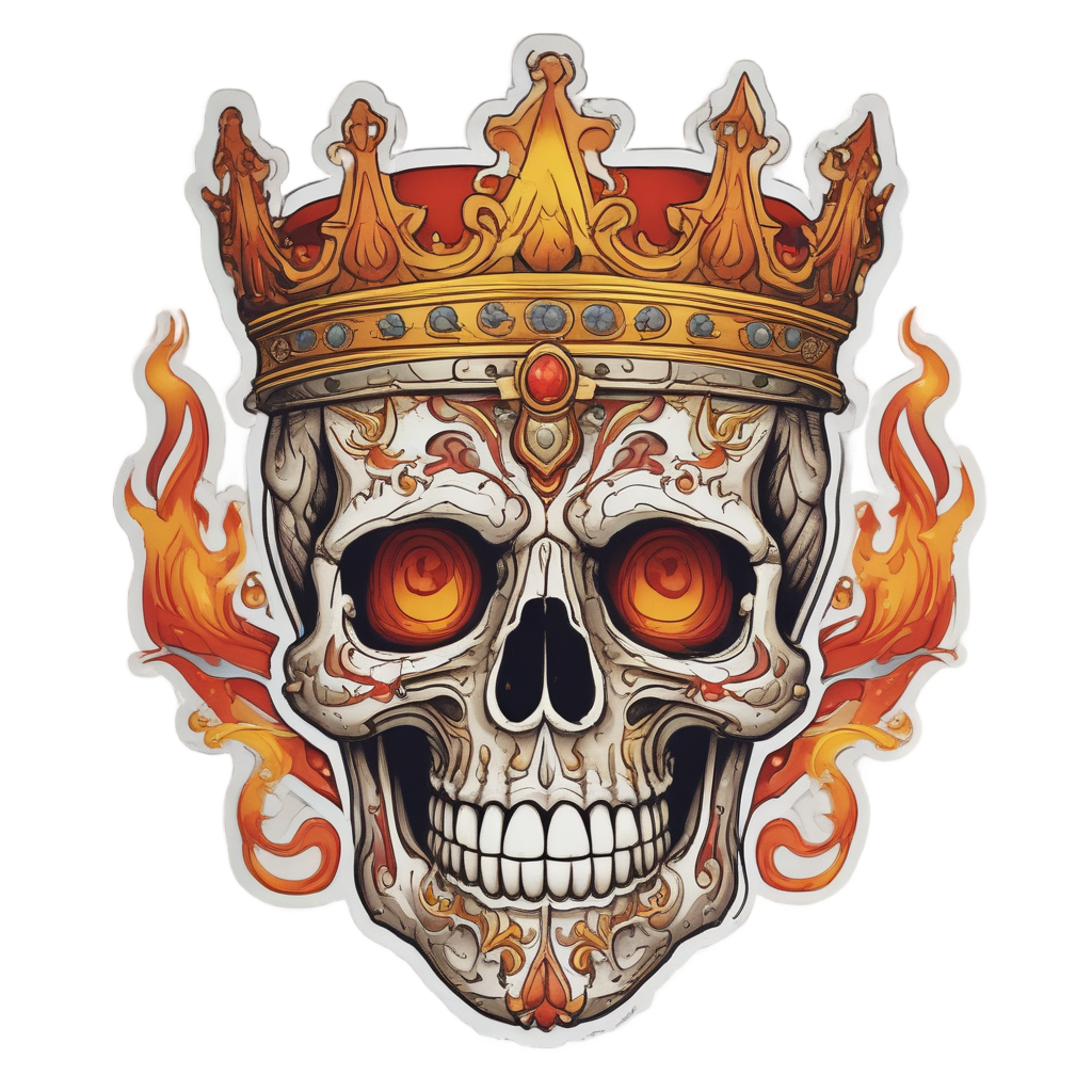 Crown of Fire Skull — flaming skull stickers
