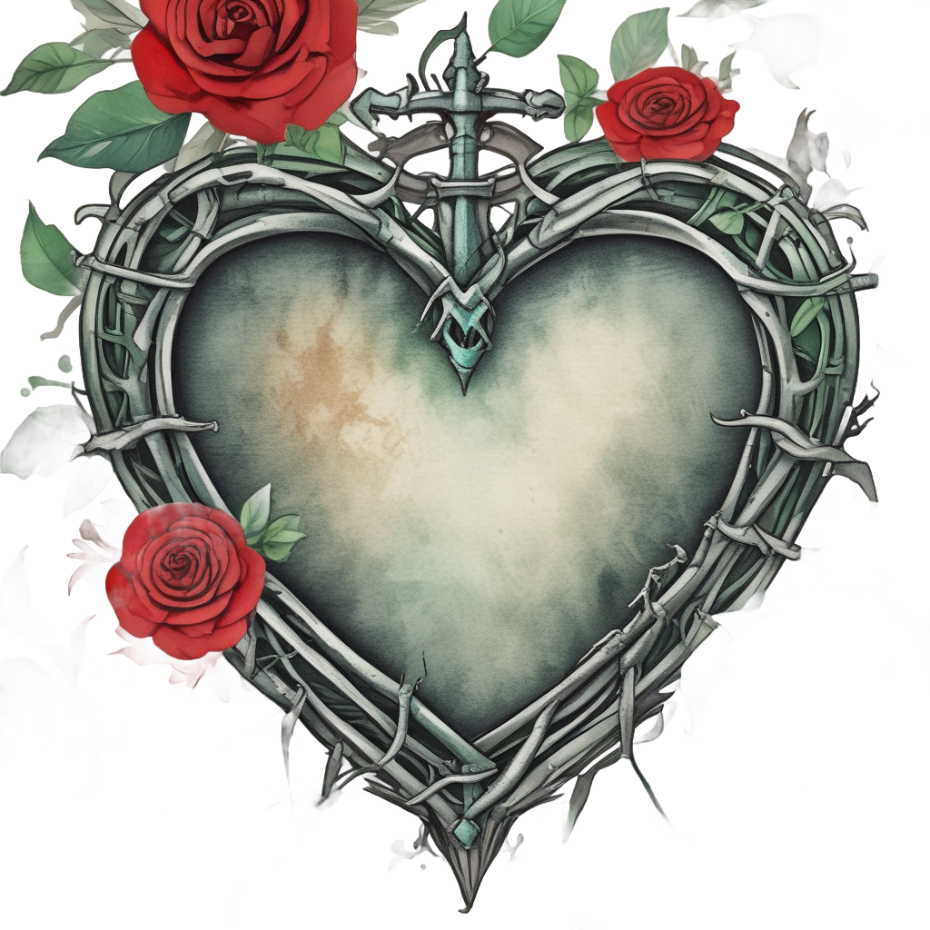Crown of Thorns Dagger Heart — snake, dagger & rose stickers