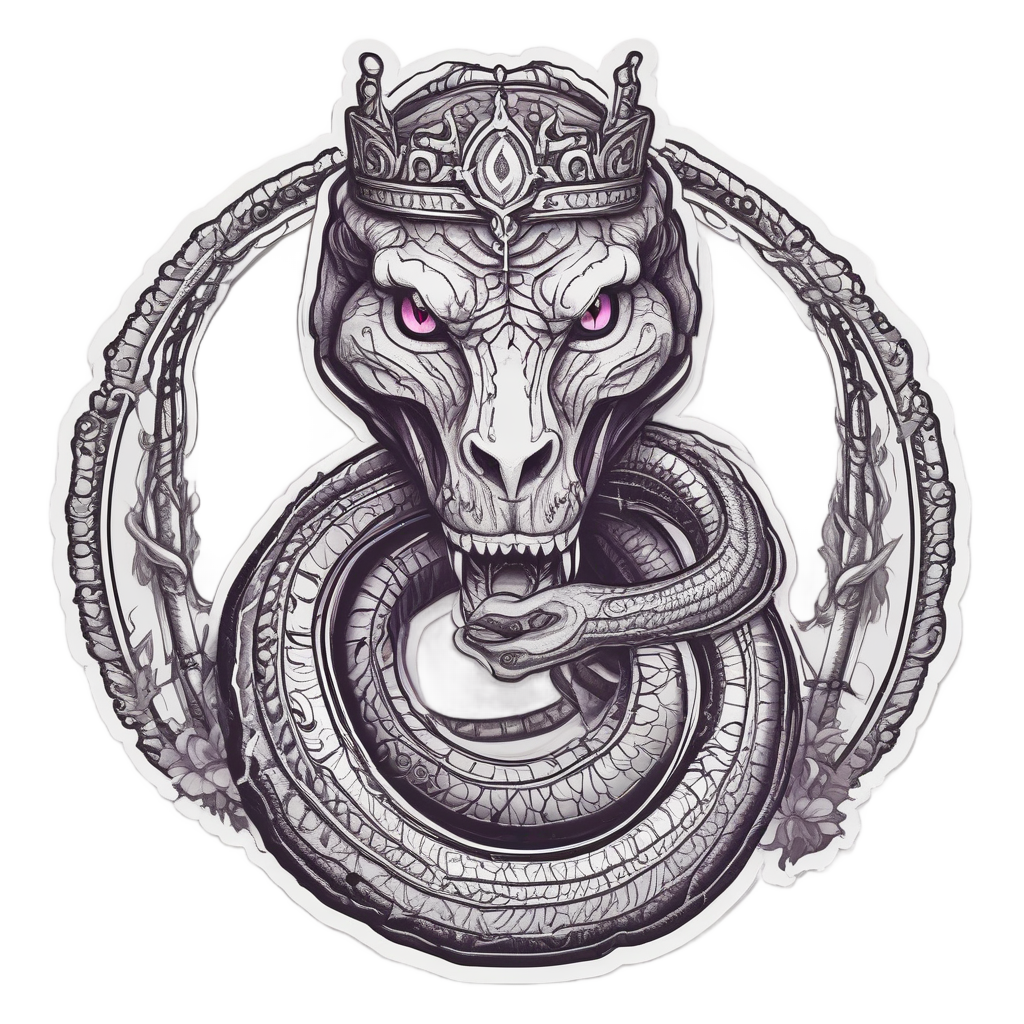Crown of Thorns Serpent — blackwork flash stickers