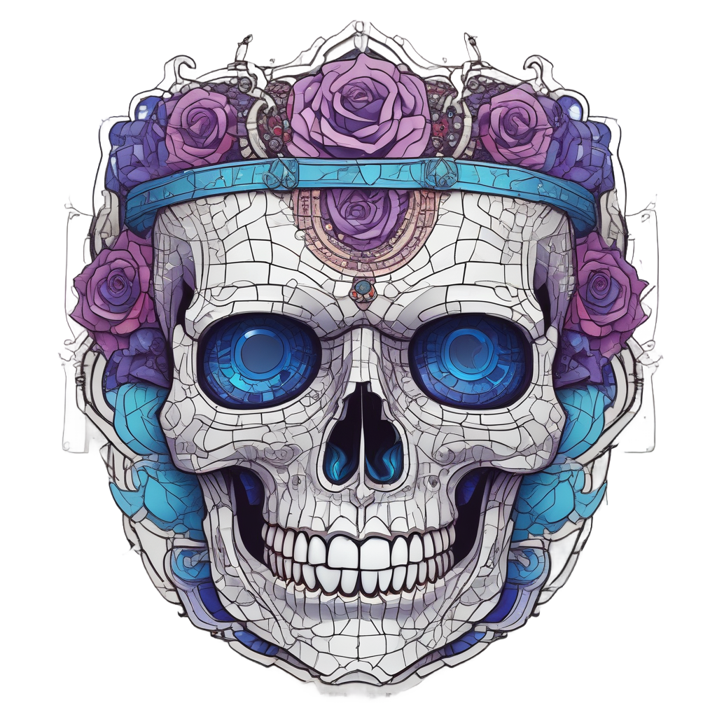 Crown Rose Mosaic Skull — floral skull stickers